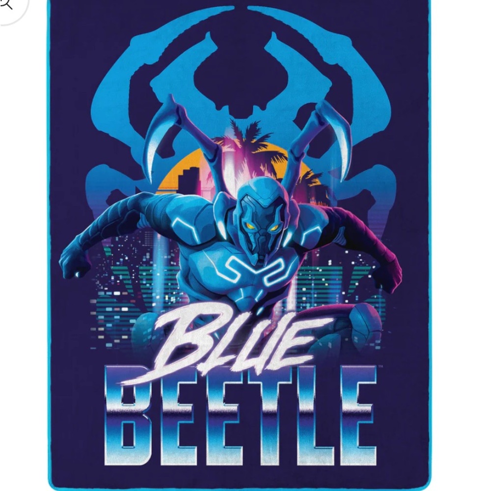 DC Comics Blue Beetle Scarab Super Throw Blanket 46” X 60”. NEW